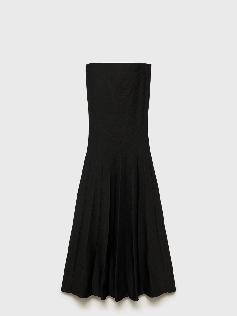 Mango Strapless Knit Pleated Midi Dress